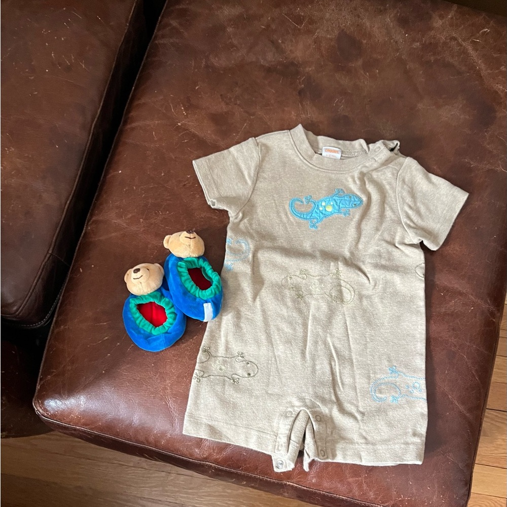 Kids Beige One Piece with Blue Accents